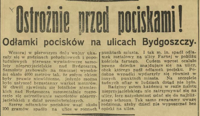 Ostrożnie przed pociskami Dziennik Bydgoski 03.09.39.JPG